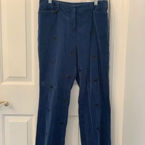 Lilly Pulitzer blue corduroy w/black lab pants - 4